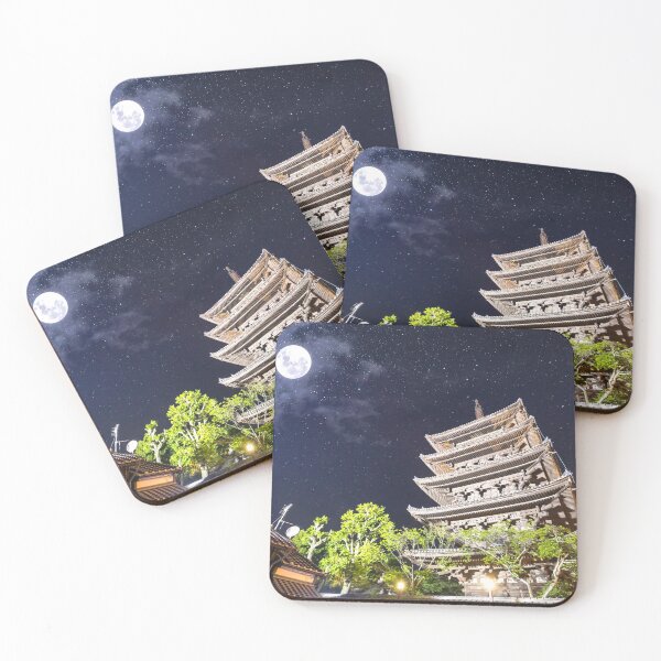 Item preview, Ancient Japanese temple under the gorgeous moonlight designed and sold by MichielTon.
