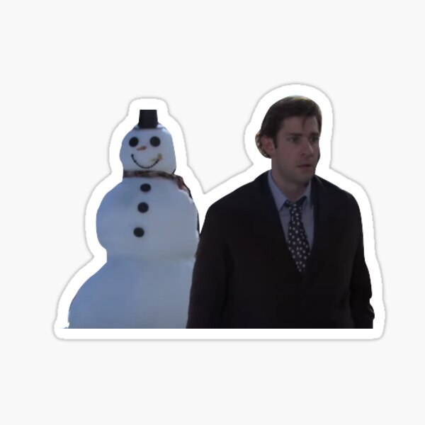 "jim and dwight from the office having a snowball fight" Sticker for