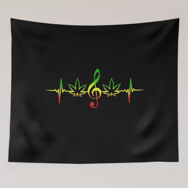 Item preview, Heartbeat Reggae Ganja Jamaica Rasta Weed designed and sold by Damn Fine Arts.