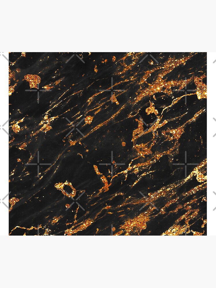 Gold Glitter Veins on Black Marble by MysticMarble