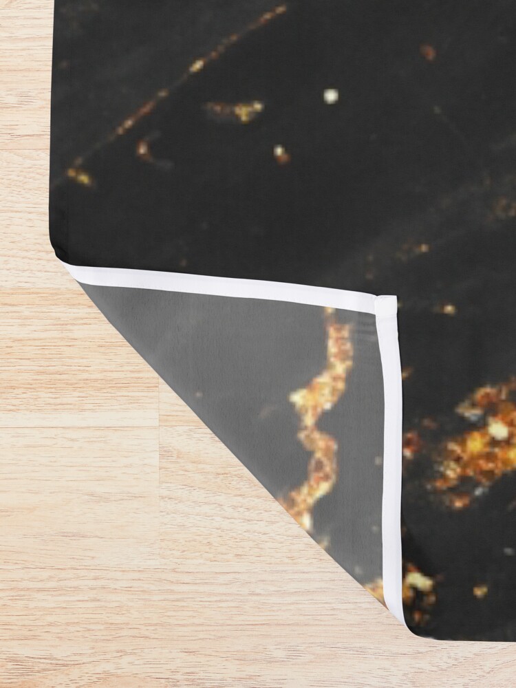 Alternate view of Gold Glitter Veins on Black Marble Shower Curtain