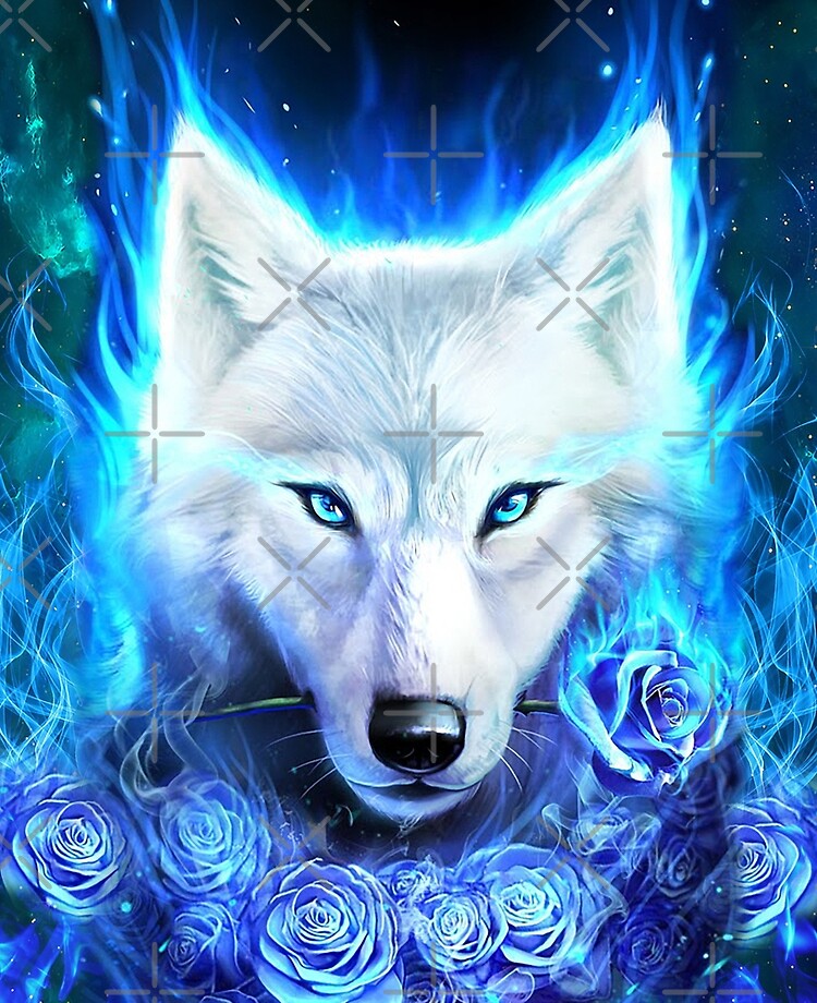 Blue Rose White Wolf Ipad Case Skin By Crawfordzero Redbubble