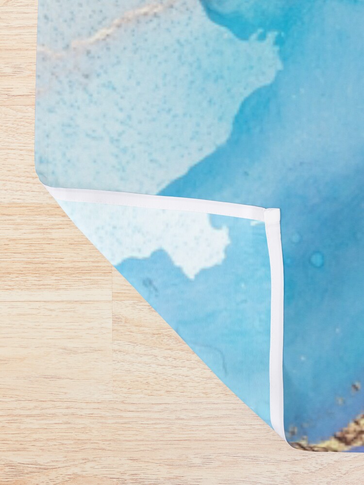 Alternate view of Shiny Blue and Gold Ink Marble Shower Curtain
