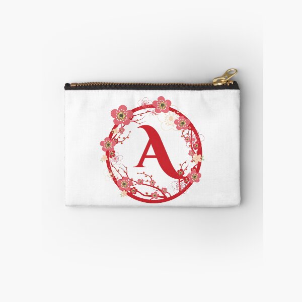 Artikelvorschau, Monogramm rotes "A" mit rosa Blumenkranz entworfen und verkauft von gsproductsgs.