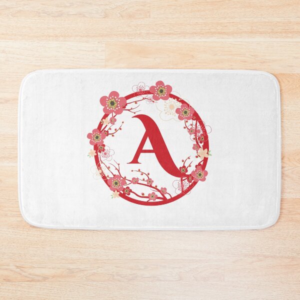 Item preview, Monogram Red  “A” with Pink Floral Wreath designed and sold by gsproductsgs.