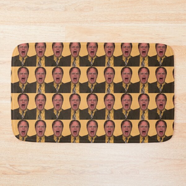 Item preview, Dwight Schrute The Office Repeat Pattern in Mustard Yellow Shirt Yelling designed and sold by GRAPHICxBOMB.