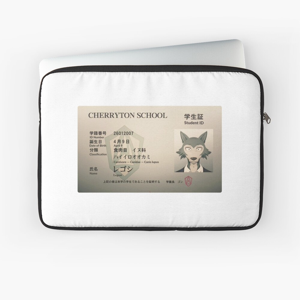 Beastars Legosi Student Card Anime Laptop Sleeve By Rainkid00 Redbubble