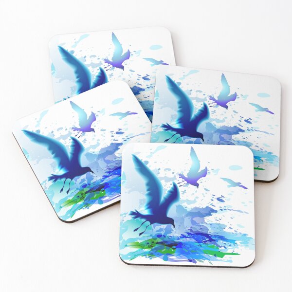 Item preview, Gulls birds flying with sea ocean waves, blue sky designed and sold by Arija07.