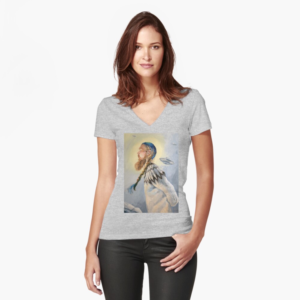 Item preview, Fitted V-Neck T-Shirt designed and sold by BlueStarseed.