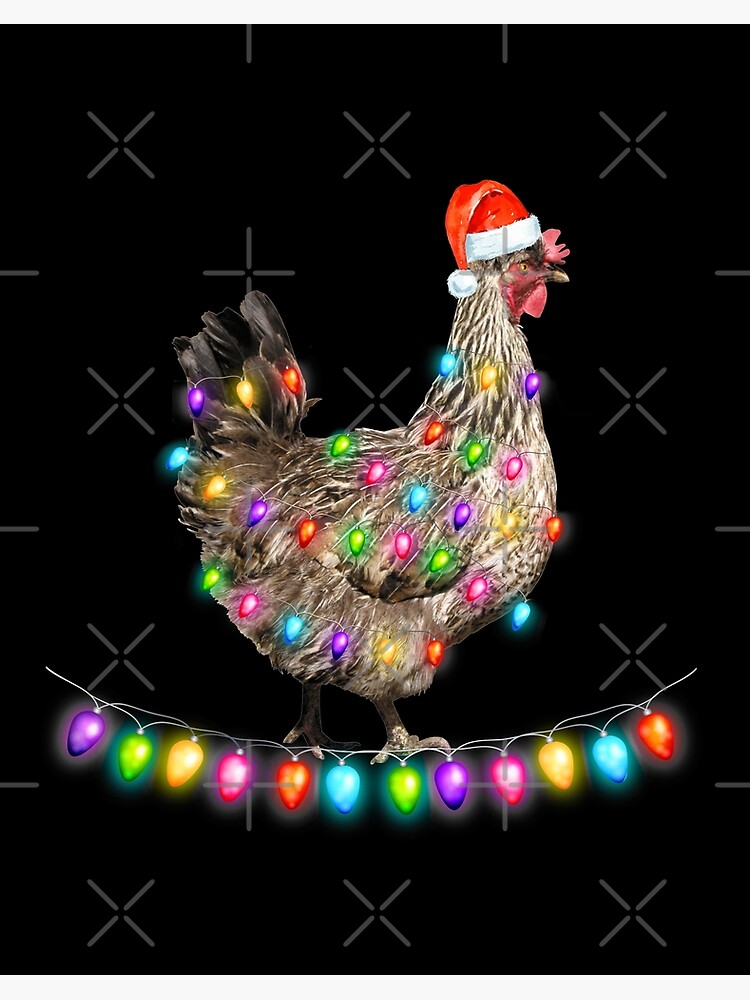 Chicken Christmas Santa Lights Farmer Pajamas