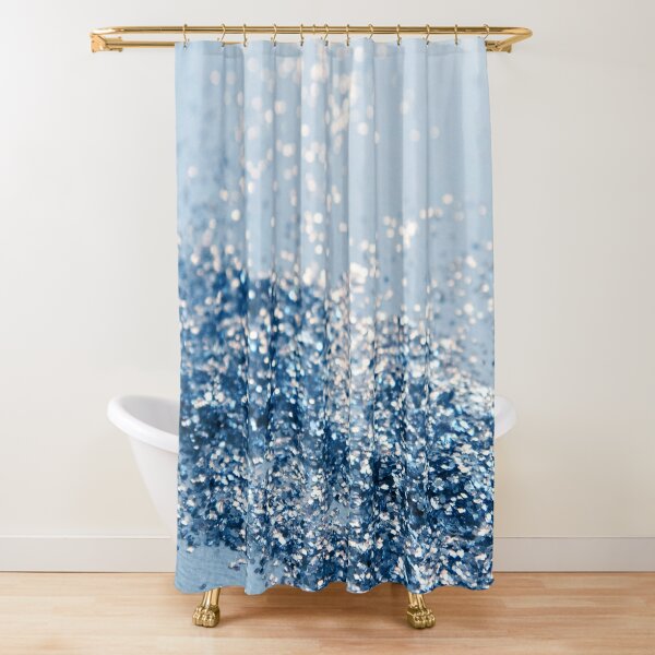 Glitter Glam Sparkle Spiral Diamante Fabric Polyester Shower Curtain set 180x180 