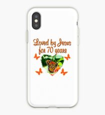 LOVED BY JESUS FOR 70 YEARS BUTTERFLY BIRTHDAY iPhone Case