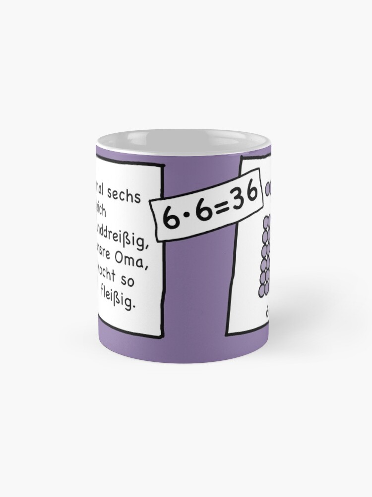 Alternate view of Cocoa with brains | 6 · 6 = 36 | Grasping and keeping with learning cups at breakfast | 1 Times Square Numbers | Vintage Mug