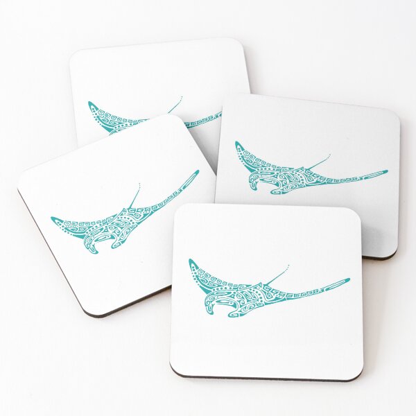Item preview, Turquoise tattoo style manta ray designed and sold by Zamen.