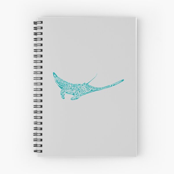 Item preview, Turquoise manta ray tattoo style pale gray background designed and sold by Zamen.