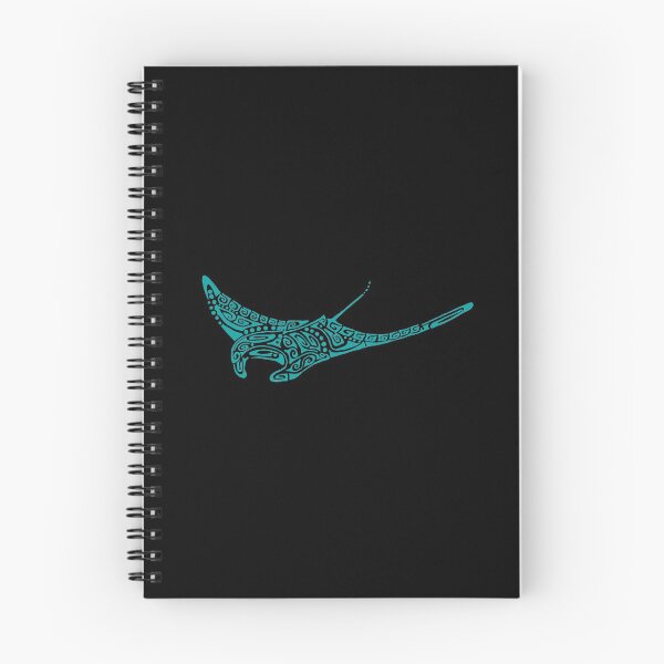 Item preview, Turquoise manta ray tattoo style black background designed and sold by Zamen.
