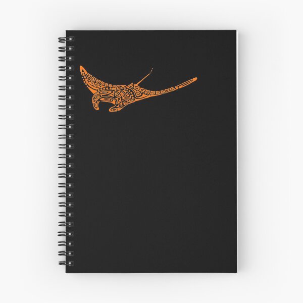 Item preview, Orange manta ray tattoo style black background designed and sold by Zamen.