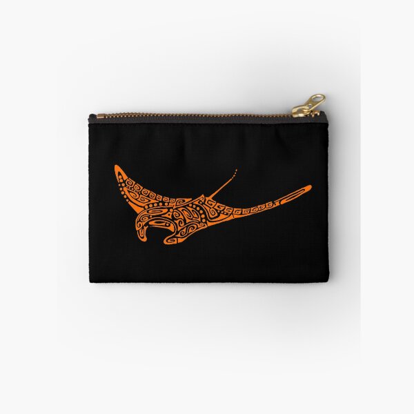 Item preview, Orange manta ray tattoo style black background designed and sold by Zamen.