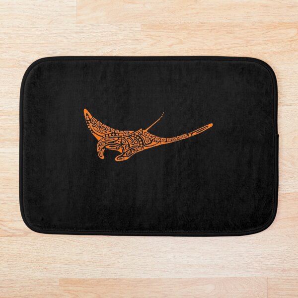 Item preview, Orange manta ray tattoo style black background designed and sold by Zamen.