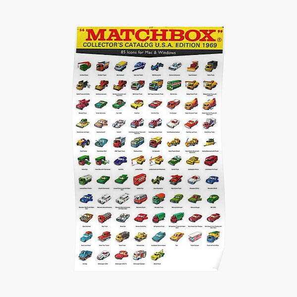 1969 Vintage Matchbox Collector's Catalog Toy Car Poster Poster