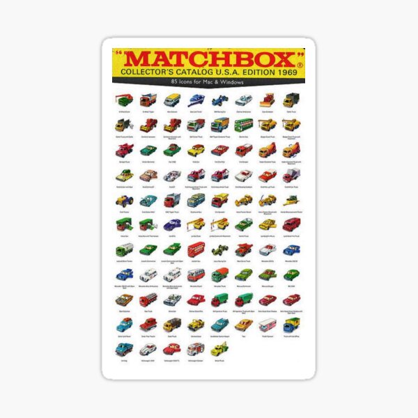 1969 Vintage Matchbox Collector's Catalog Toy Car Poster Sticker