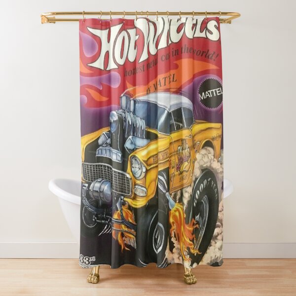 Hot Wheels Gold 55 Gasser Poster Shower Curtain