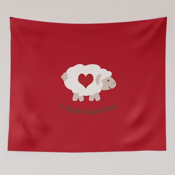 Item preview, I Wooly Love Ewe Cute Cartoon Sheep and funny pun designed and sold by Hedgie Designs.