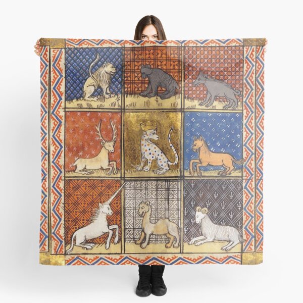Item preview, MEDIEVAL BESTIARY FANTASTIC ANIMALS IN GOLD RED BLUE COLORS designed and sold by BulganLumini.