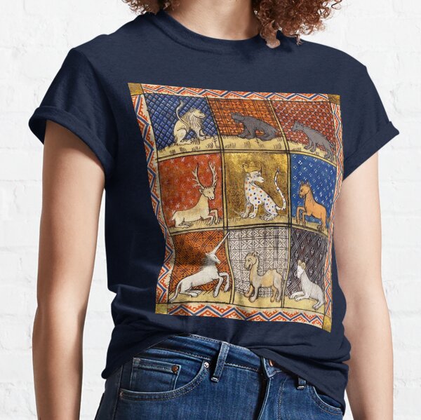 Aperçu de l'œuvre ANIMAUX FANTASTIQUES BESTIAIRES MÉDIÉVAUX DANS LES COULEURS BLEU ROUGE OR créée et vendue par BulganLumini.