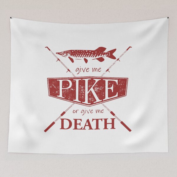 Item preview, Fishing T-Shirt Give Me Pike or Give Me Death - Red designed and sold by plaidshirtdesig.