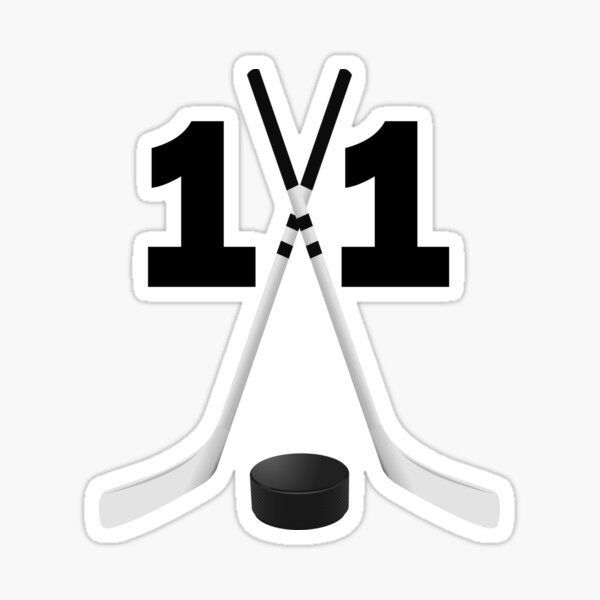 "Hockey number 11 eleven with sticks and disc" Sticker by AllShirts21