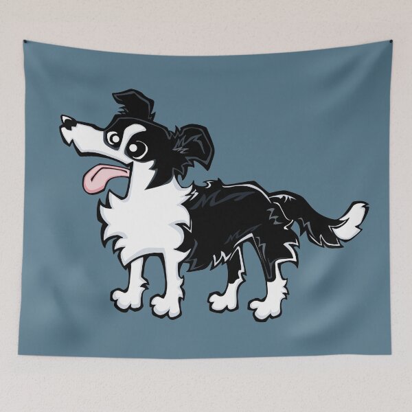 Item preview, Border Collie - Black and White (Full Body) BLUE BG designed and sold by TheChicken.