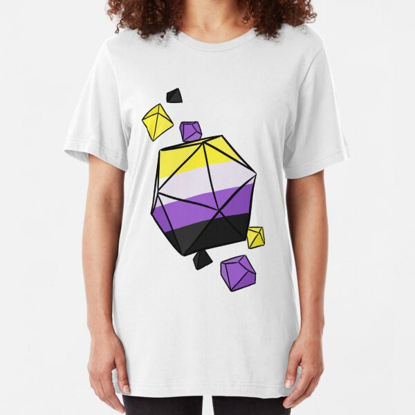 Nonbinary Pride Flag Dice Set Slim Fit T-Shirt