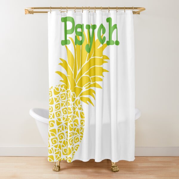 Minimalist Psych TV Show Pop Culture Lime Yellow Fun Green Pineapple Shower Curtain