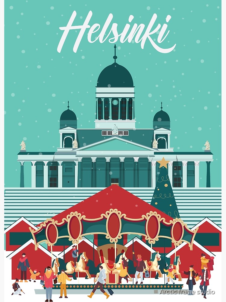 Poster « affiche du marché de noël de helsinki », par Caravanstudio Redbubble