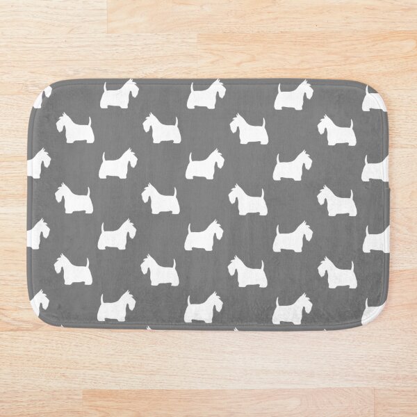 White Scottish Terrier Silhouette(s) Bath Mat
