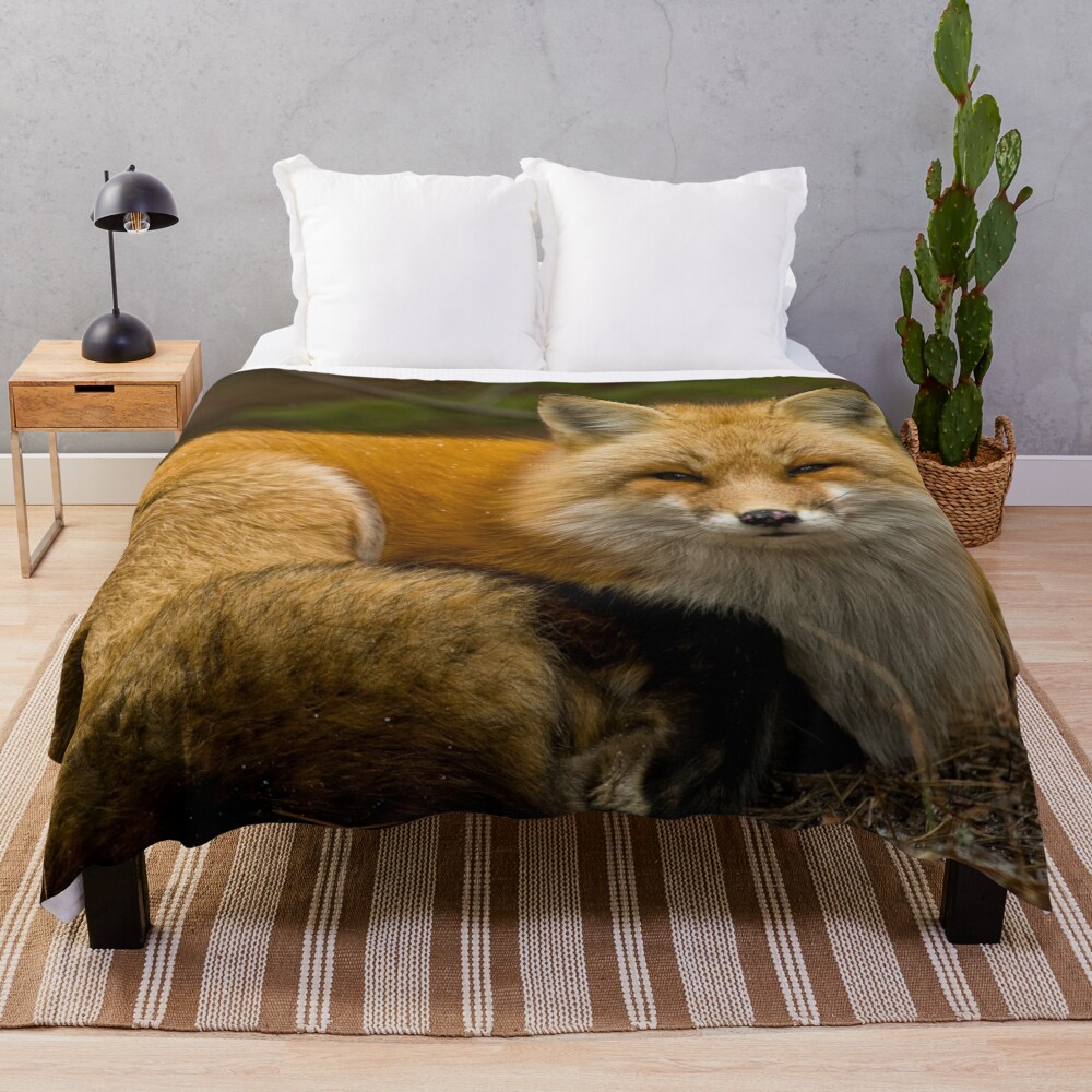 Red Fox Throw Blanket