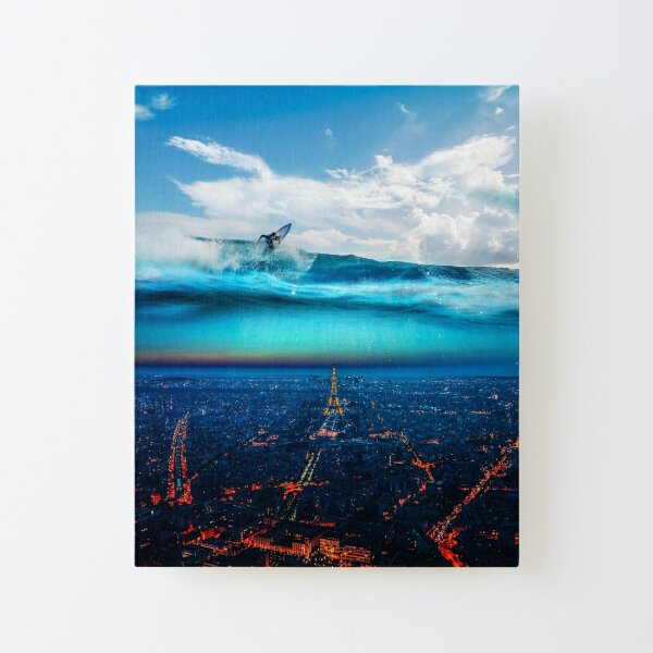 Surfing over Paris Canvas Mounted Print