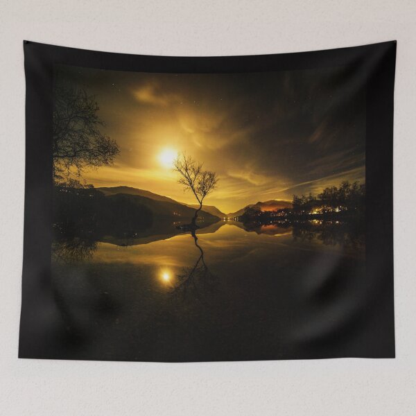 Item preview, Moonrise of the famous tree at Padarn Lake near Snowdon designed and sold by DafyddEm.