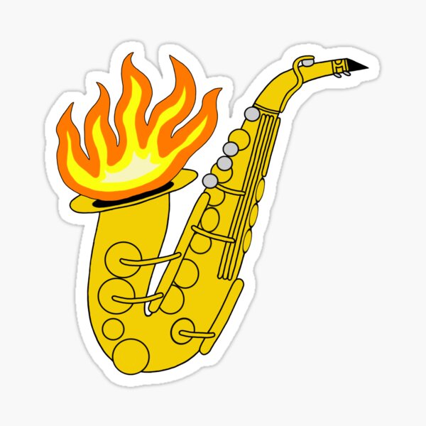 AB Saxophone and Trumpet Dancing Cartoon Classic Round Sticker, Zazzle