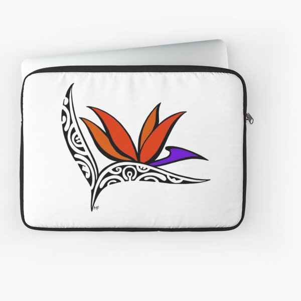Bird of Paradise flower in Polynesian tattoo style Laptop Sleeve
