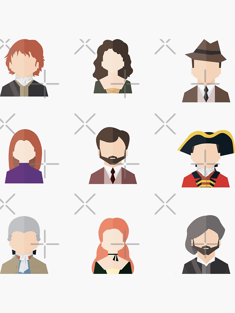 "Outlander Characters Icons Illustration 2" Sticker by MariOyama | Redbubble