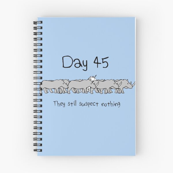 Item preview, Day 45. They still suspect nothing. (Unicorn + Rhinos) designed and sold by jezkemp.