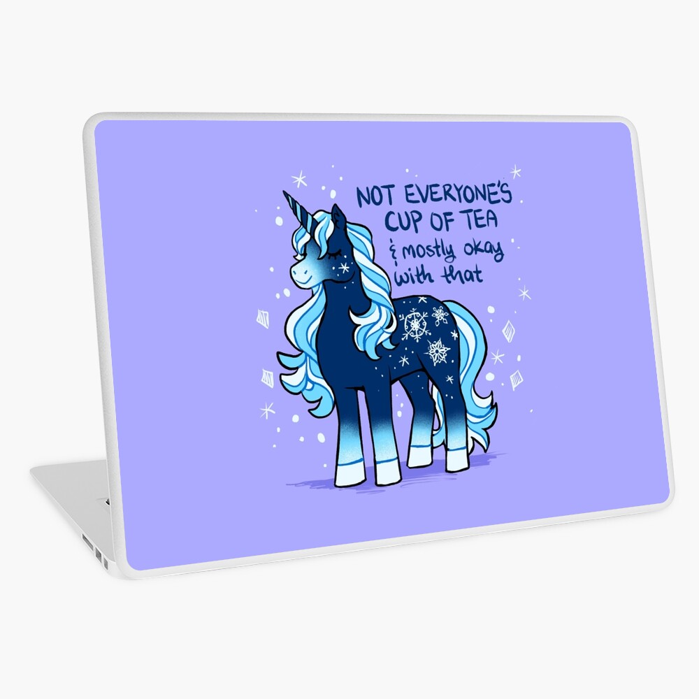 "Not Everyone's Cup of Tea" Snowflake Unicorn Laptop Skin