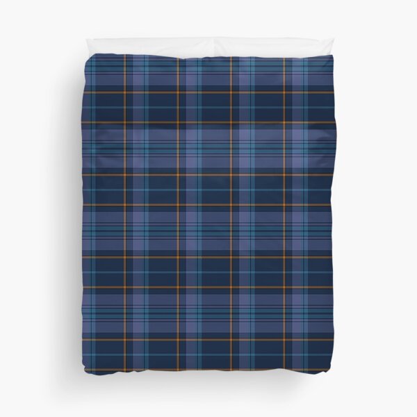Navy Blue, Lavender & Gold Plaid Duvet Cover