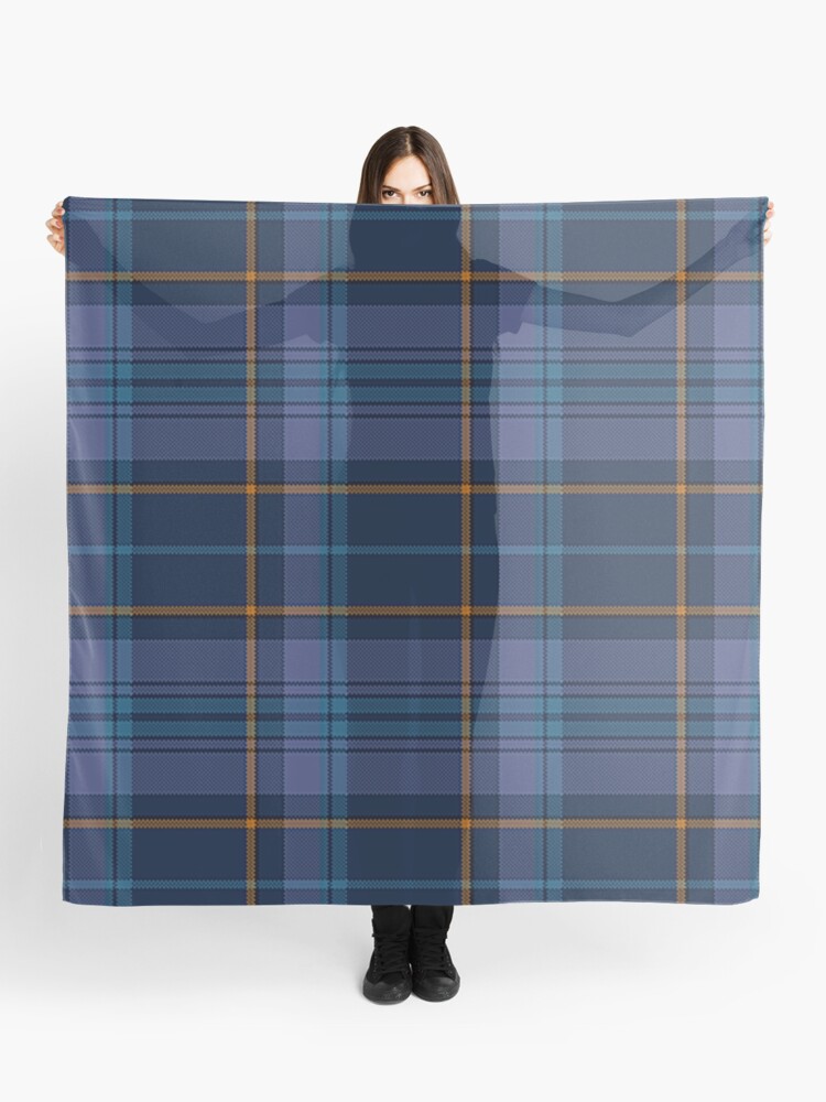 navy and gold plaid scarf