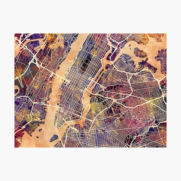 New York City Street Map Photographic Print
