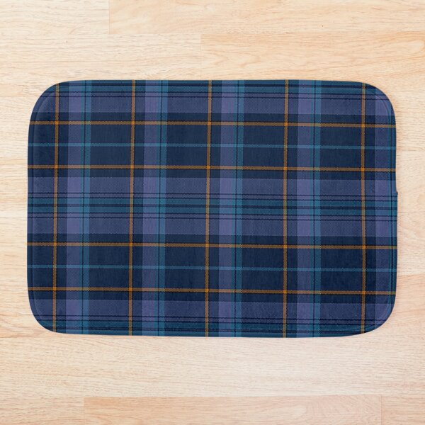 Navy Blue, Lavender & Gold Plaid Bath Mat