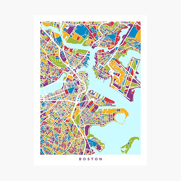 Artikel-Vorschau von Boston-Massachusetts-Straßenkarte, designt und verkauft von ArtPrints.