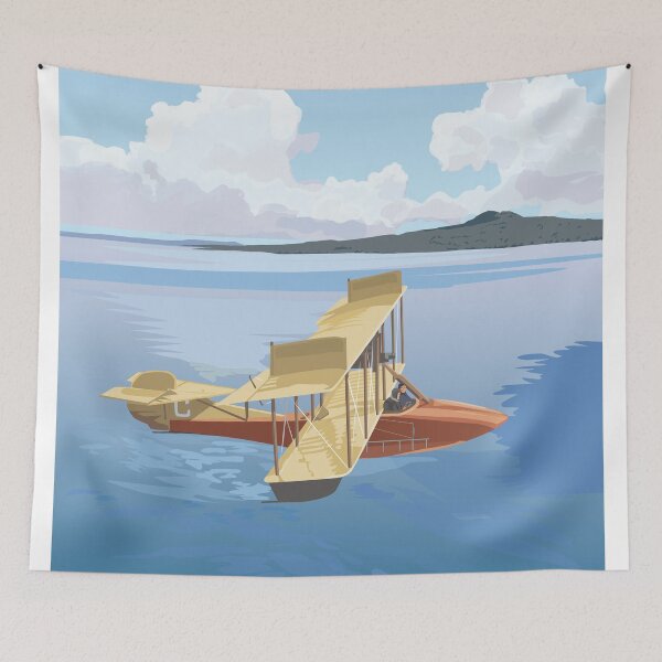 Item preview, Walsh Curtiss seaplane 'C' with Rangitoto Island, Auckland, 1917 designed and sold by contourcreative.